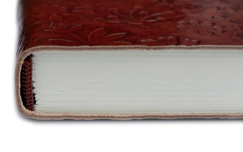 Leren Notebook roodbruin bloemmotief