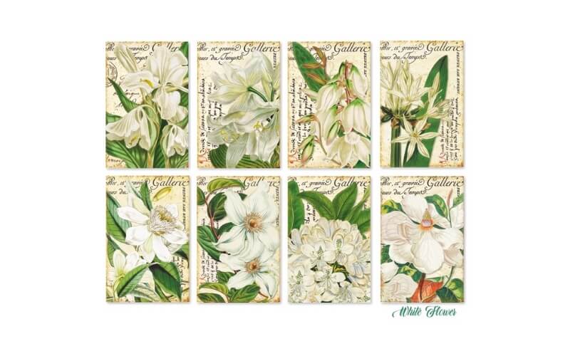 Witte Bloemen Mini Plakboekpapier