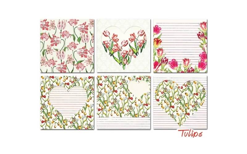 Plakboekpapier 20x20 Tulpen Decorer