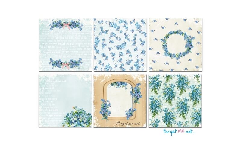 Plakboekpapier 20x20 Vergeet-me-niet Decorer
