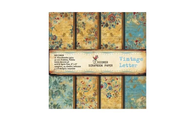 Plakboekpapier 15x15 Vintage Brieven Decorer