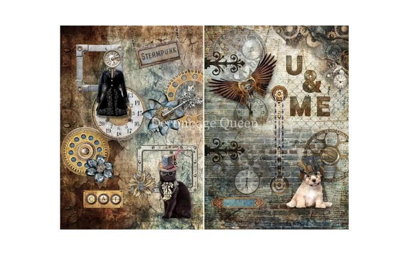 Rijstpapier A4 Steampunk Pets Decoupage Queen