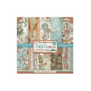 Plakboekpapier 20x20 Mechanische Zeewereld Stamperia