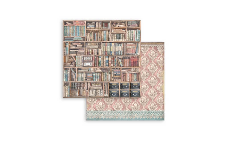 Plakboekpapier 30×30 Venetië Vintage Boeken Stamperia