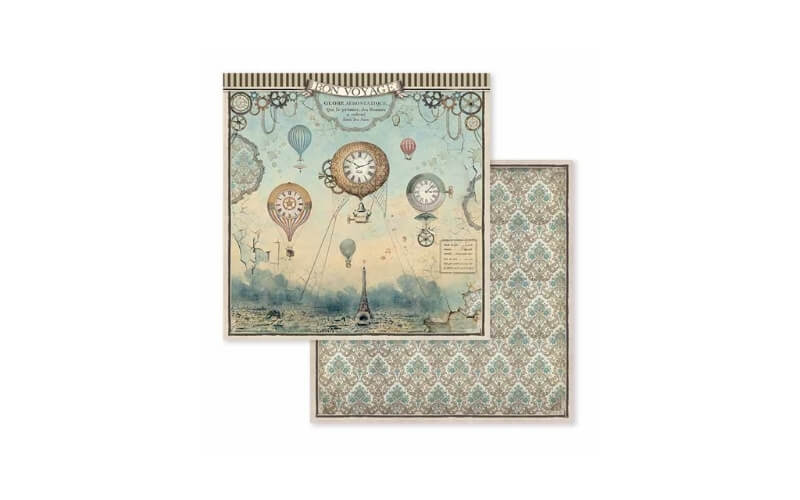 Plakboekpapier 30x30 Voyages Fantastiques Stamperia