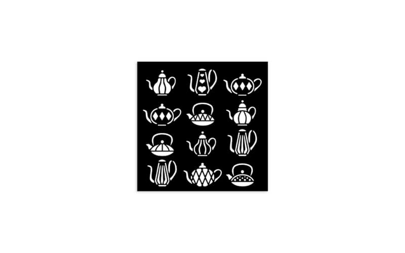 Stencil Alice in Kerstmis Theepotten Stamperia 12x12