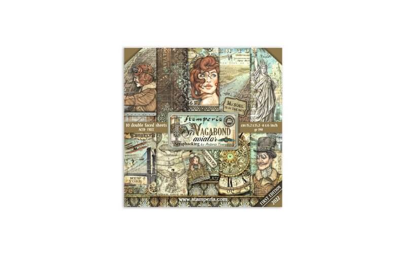 Plakboekpapier 15x15 Sir Vagebond Aviator Stamperia