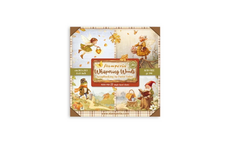 Plakboekpapier 20x20 Whispering Woods Enkelzijdig Stamperia