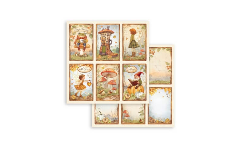 Plakboekpapier 30x30 Whispering Woods 6 Kaarten Stamperia -