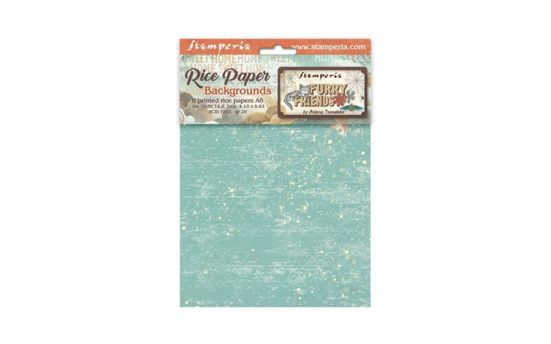 Rijstpapier Furry Friends Achtergronden A6 Stamperia