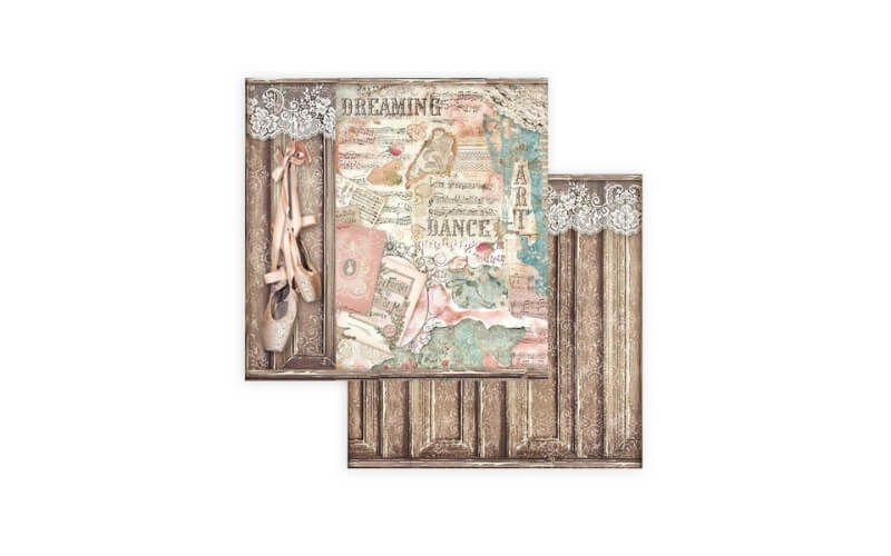 Plakboekpapier 30x30 Passion Ballet shoes Stamperia