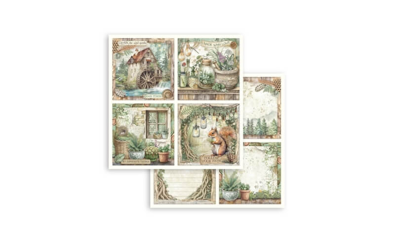 Plakboekpapier 30x30 Herbarium Silvae 4 Kaarten Stamperia