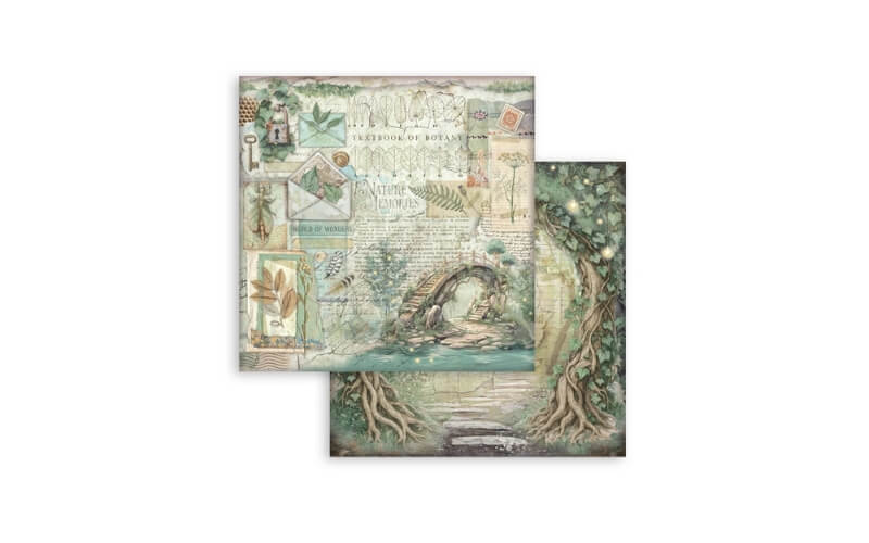 Plakboekpapier 30x30 Herbarium Silvae Brug Stamperia