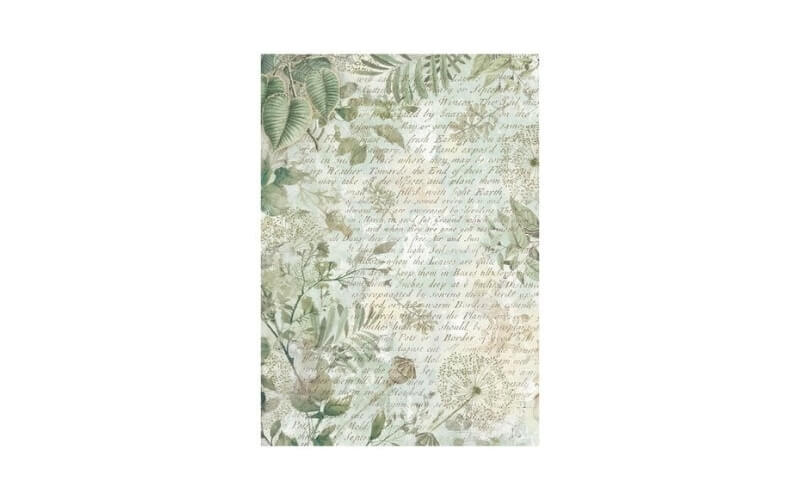 Rijstpapier A6 Herbarium Silvae Achtergrond Stamperia
