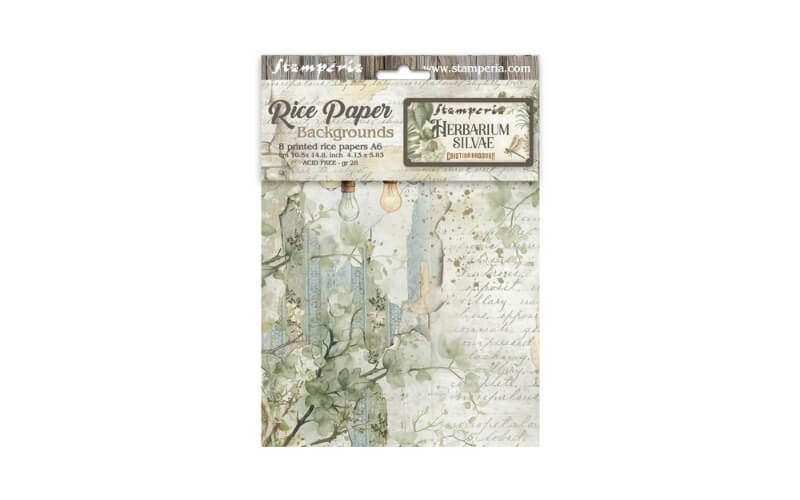 Rijstpapier A6 Herbarium Silvae Achtergrond Stamperia