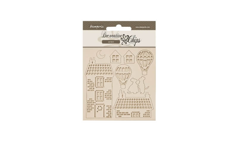 Decoratieve Chips Family House and Balloons Stamperia