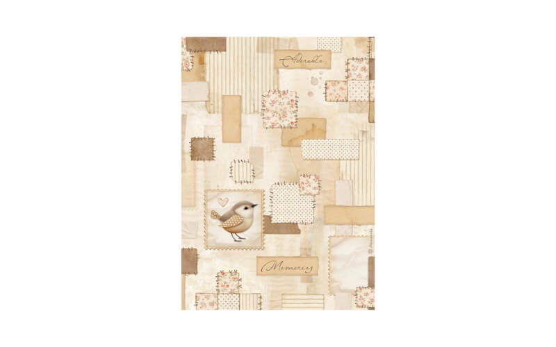 Rijstpapier A4 Baby Patchwork Bird Stamperia