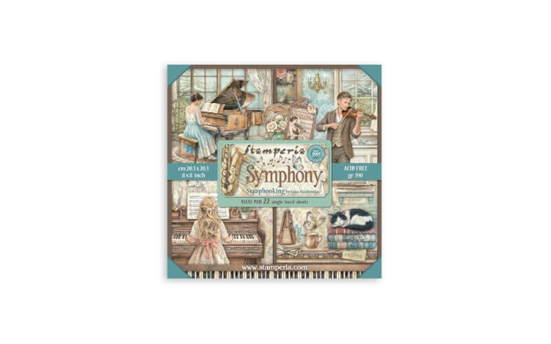Plakboekpapier 20x20 Symphony Enkelzijdig Stamperia