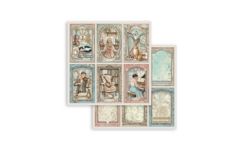 Plakboekpapier 30x30 Symphony 6 Cards Stamperia