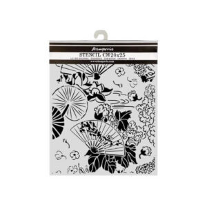 Stencil Oriental Garden Fans 20x25 Stamperia