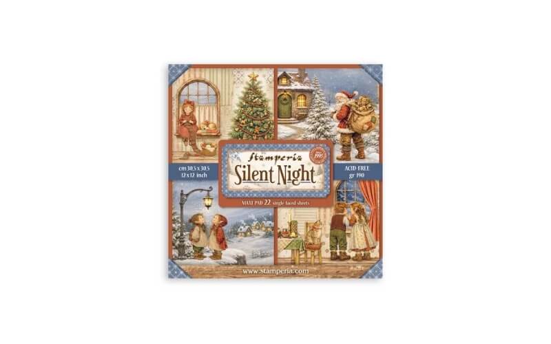 Plakboekpapier 30x30 Silent Night Enkelzijdig Stamperia