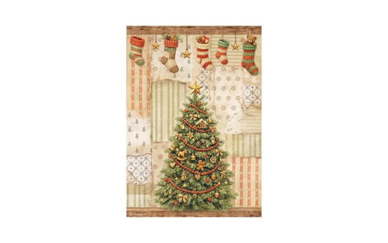 Rijstpapier A4 Silent Night Christmas Tree Stamperia