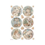 Rijstpapier A4 White Christmas 6 Rounds Stamperia