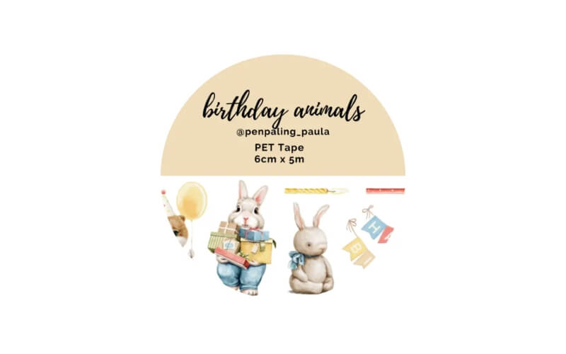 PET Tape Birthday Animals Penpaling_Paula